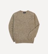 Drake's Camel Brushed Shetland Crew Neck Jumper