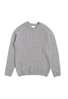 Blackhorse Lane Ateliers LAMBSWOOL CABLE KNIT CREW NECK JUMPER GREY
