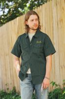 Sugar Cane Coke Stripe Embroidered Short Sleeve Work Shirt