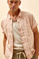 Indi + Ash REVERSIBLE LAKE CAMP OVERSHIRT madder pink block print stripe