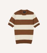 Drake's and Tobacco Stripe Crew Neck Knitted T-Shirt