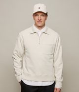 Merz b. Schwanen Authentic Fleece Polo Collared Half-Zip Cotton Sweatshirt