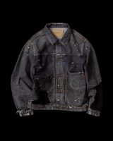 Anachronorm FRONT TUCK REMAKED BLACK DENIM JACKET BLACK (REMAKE)