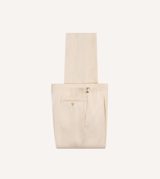 Drake's Ecru Ramie-Canapa Single-Pleat Trouser