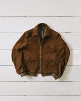 Drake's Tobacco Heavyweight Suede A-2 Bomber Jacket