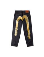 Evisu Handbrush Daicock Print with Wave Embroidery Relax Fit Jeans