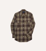 Drake's Check Wool Two-Pocket Camp Collar Work Shirt