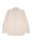Blackhorse Lane Ateliers E20 MENS JAPANESE COTTON NAVY AND BROWN TICKING STRIPE 'DAY SHIRT'