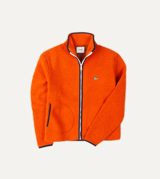 Drake's Orange Boucle Wool Zip Fleece Jacket