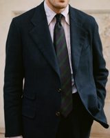 Drake's Navy Linen Tailored Jacket
