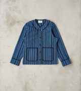 Samurai SJCJK25-LNR Indigo Dyed Sashiko Stripe Flannel Baseball Shirt