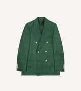 Drake's Green Tussah Silk Double-Breasted Evening Jacket