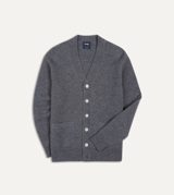 Drake's Grey Lambswool 6 Button Cardigan