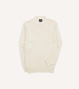 Drake's Ecru Cotton Mock Neck Jumper