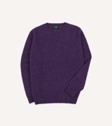 Drake's Lavender Brushed Shetland Crew Neck Jumper