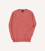 Drake's Pink Brushed Shetland Crew Neck Jumper