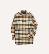 Drake's and Orange Check Cotton Two-Pocket Work Shirt