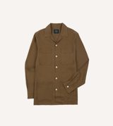 Drake's Linen Four-Pocket Camp Collar Work Shirt