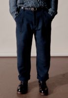 Indi + Ash ISAAC PANT midnight teal/iron black handspun herringbone