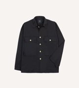 Drake's Navy Cotton Military Overshirt
