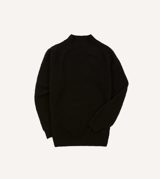 Drake's Black Brushed Shetland Mock Neck Jumper
