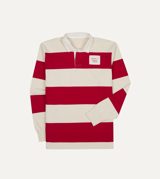 Drake's Mayumi Y. for Drake’s Stripe Cotton Embroidered Rugby Shirt