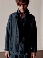 Indi + Ash STUDY JACKET midnight teal/iron black ticking stripe