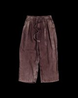 Anachronorm FADED SULFUR DYED LINEN WIDE EASY PANTS BURGUNDY