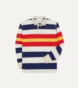Drake's Multi Stripe Flamé Cotton Rugby Shirt
