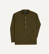 Drake's Cotton Mandarin Collar Popover Shirt