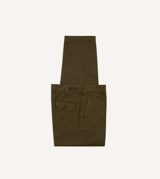 Drake's Olive Heavy Cotton Flat Front Chino