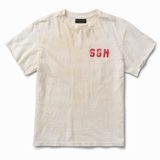 Schaeffer's Garment Hotel Artist Distressed Cycle Club Raw Sleeve White Tee