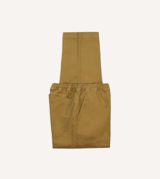 Drake's Khaki Herringbone Twill Cotton Drawstring Trousers