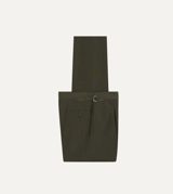 Drake's Khaki Green Linen-Wool Single Pleat Trouser