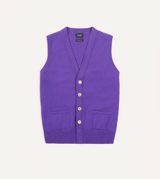 Drake's Purple Lambswool Sleeveless Cardigan