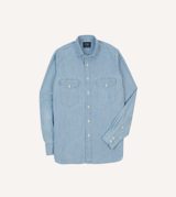 Drake's Cotton Chambray Two-Pocket Work Shirt