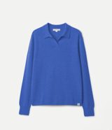 Merz b. Schwanen Merino Wool-Cashmere-Silk Long Sleeve Polo Shirt