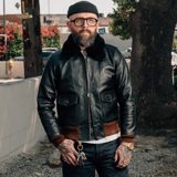 Double Helix x Snake Oil Provisions Virgil G-1 Flight Jacket Black Teacore LAST CHANCE