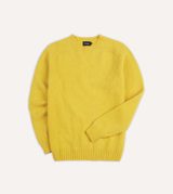 Drake's Canary Yellow Brushed Shetland Crew Neck Jumper