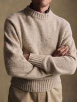 Buck Mason Heather Flax Seastack Wool Tweed Mock Turtleneck