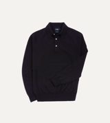 Drake's Navy Merino Wool Knitted Polo