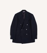 Drake's Navy Linen-Cotton Double-Breasted Tailored Jacket