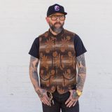 RRL Wool-Cashmere Snap-Front Sweater Vest Brown Multi FINAL SALE