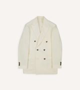 Drake's Ecru Linen Double-Breasted Tailored Jacket