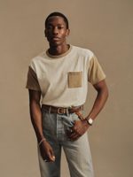 Buck Mason Field Green / Heather Oat Field-Spec 90S Boxy Pocket Tee