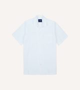 Drake's Cotton-Linen Seersucker Camp Collar Short Sleeve Shirt