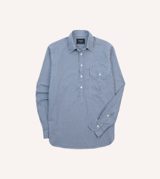 Drake's Gingham Brushed Cotton Long Point Collar Popover Shirt
