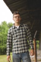 Sugar Cane Herringbone Check Western Shirt