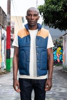 The Flat Head Flat Head Natural Indigo Denim Puffer Vest
