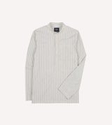 Drake's Stripe Cotton Mandarin Collar Popover Shirt